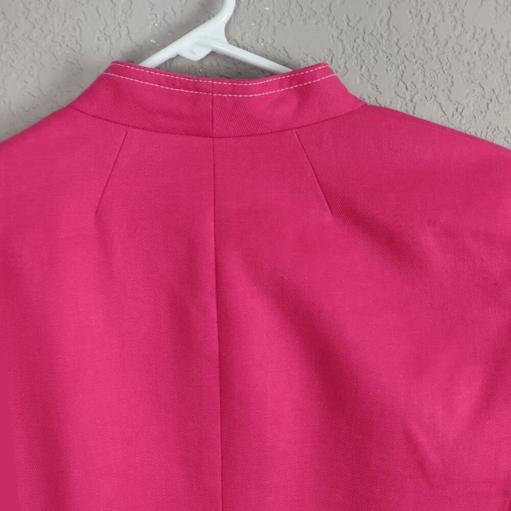 J. CREW Going Out Blazer Stretch Linen Blend Jacket Pink Open Front Sz 10 A1253 - Picture 11 of 14